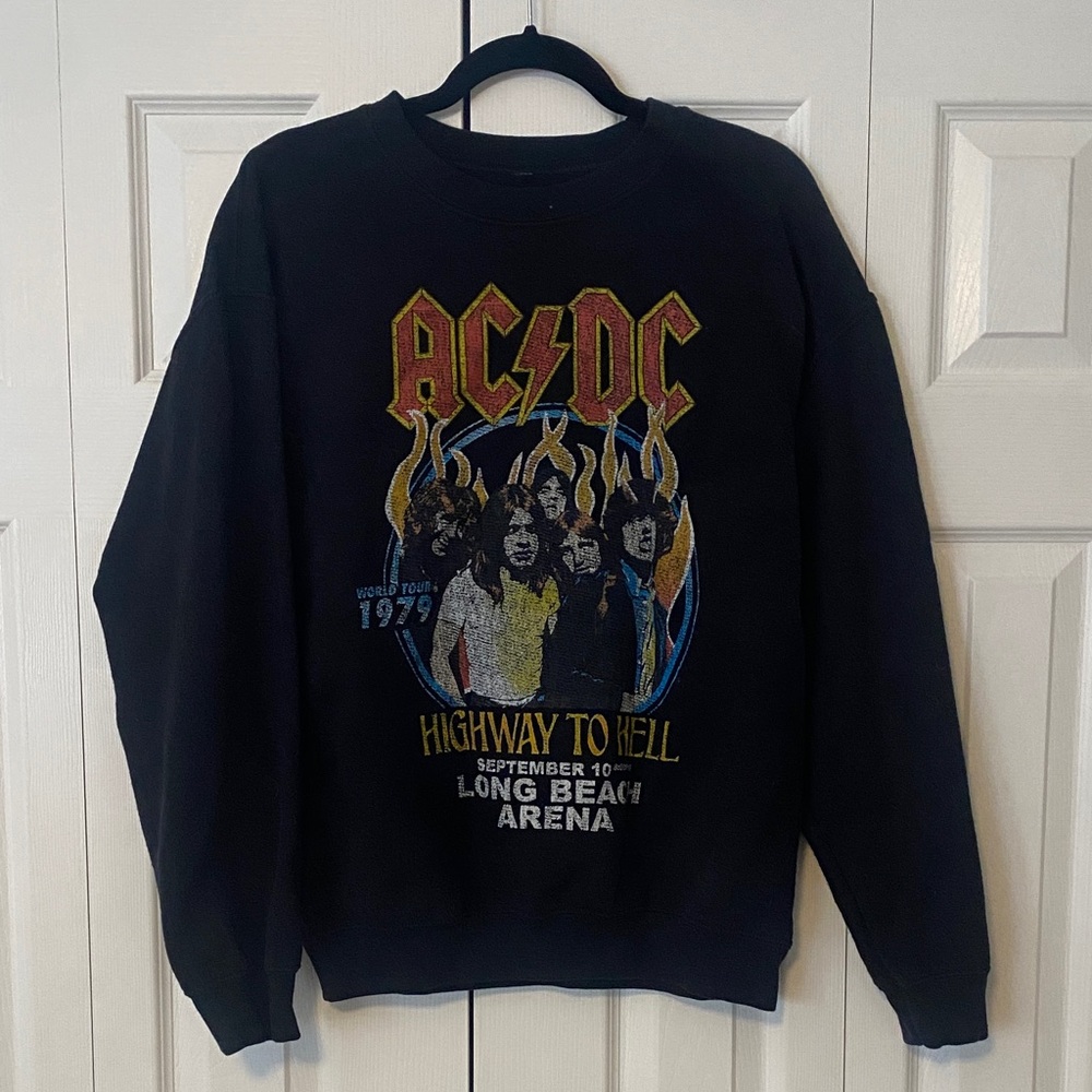 AC/DC Black and Gold Graphic Crewneck Sweater